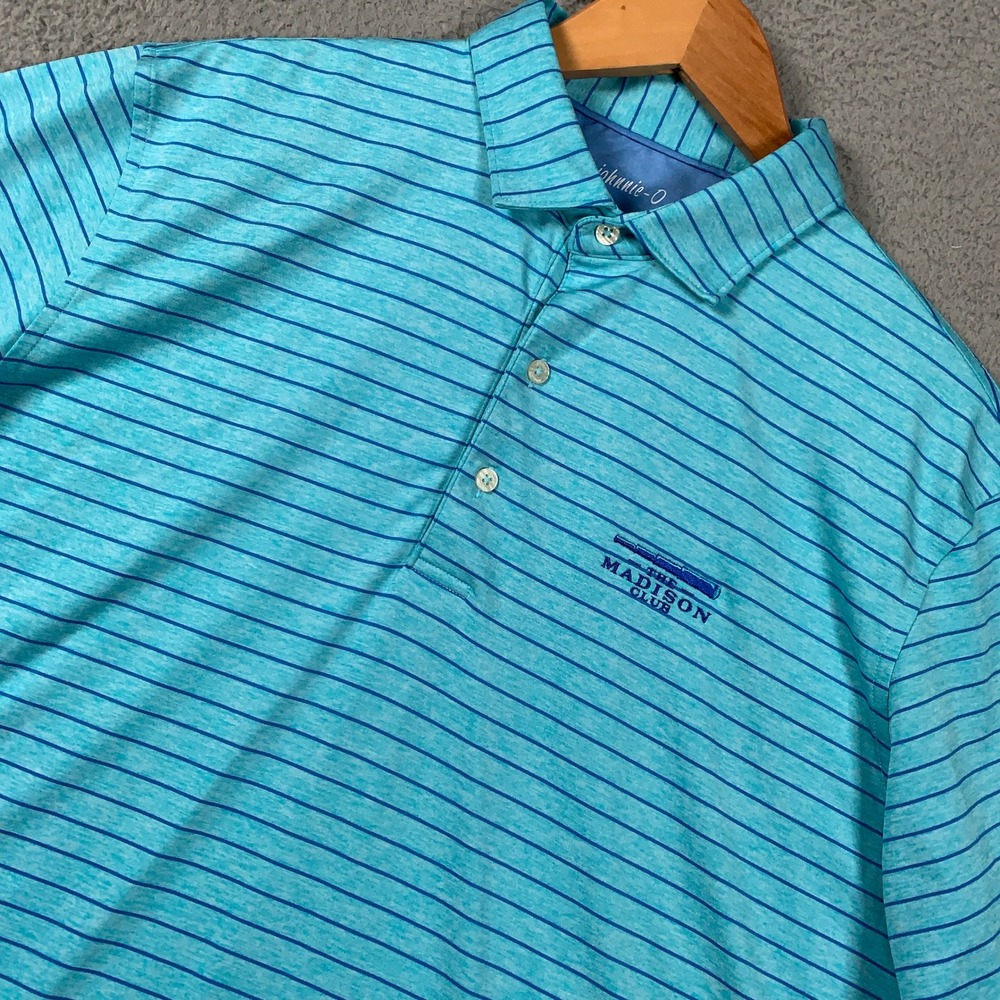 johnnie-O Newton Polo Shirt Men's Large L Ibiza Blue Striped Madison Club Golf